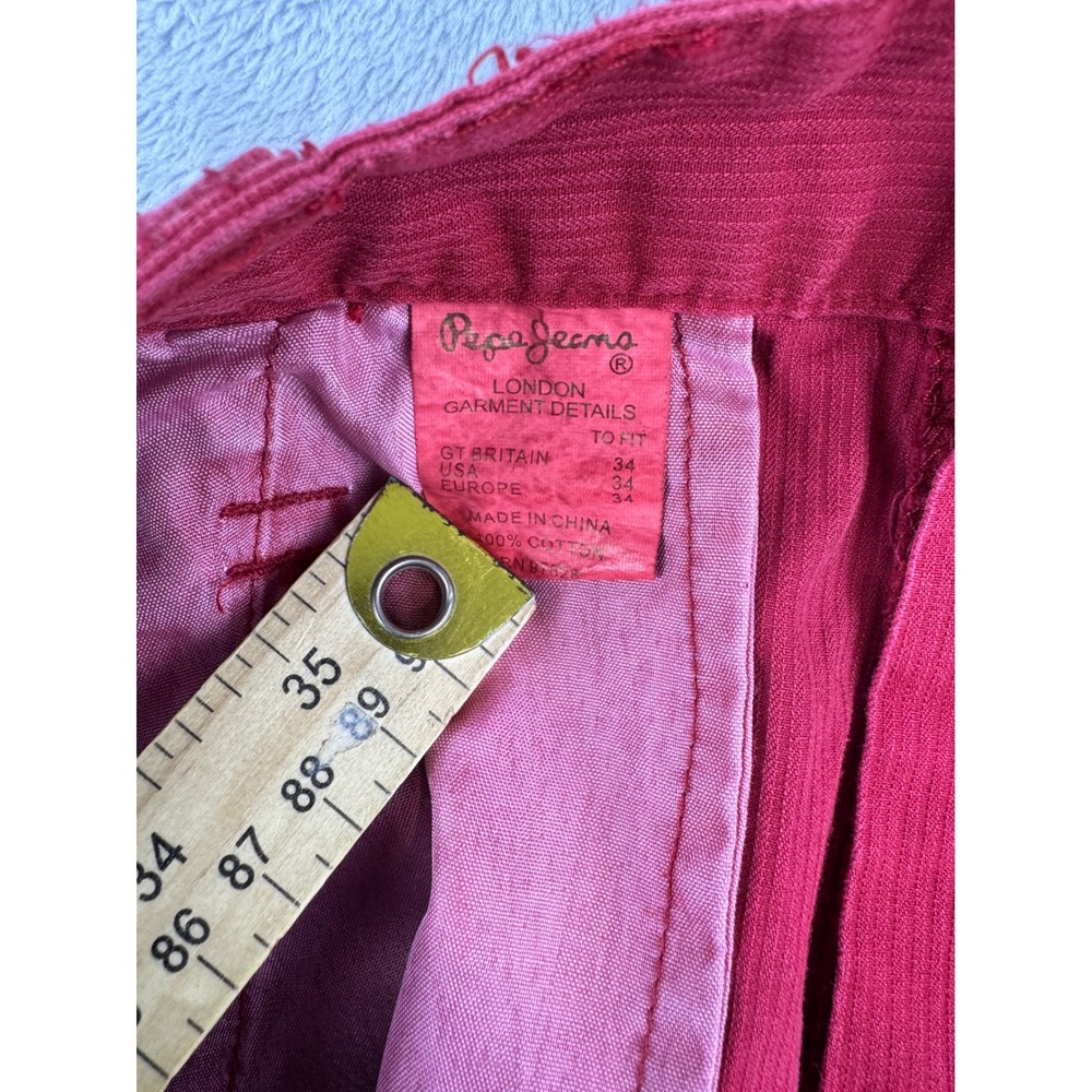 Pepe Jeans Mens Red Paratrooper Cargo Shorts Size 34 Utility Streetwear  y2k‎ - Picture 2 of 11